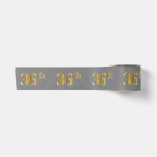 Faux/Imitation Gold "36th" Event Number (Grey) Satin Ribbon