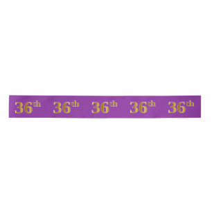 Faux/Imitation Gold "36th" Event Number (Purple) Satin Ribbon