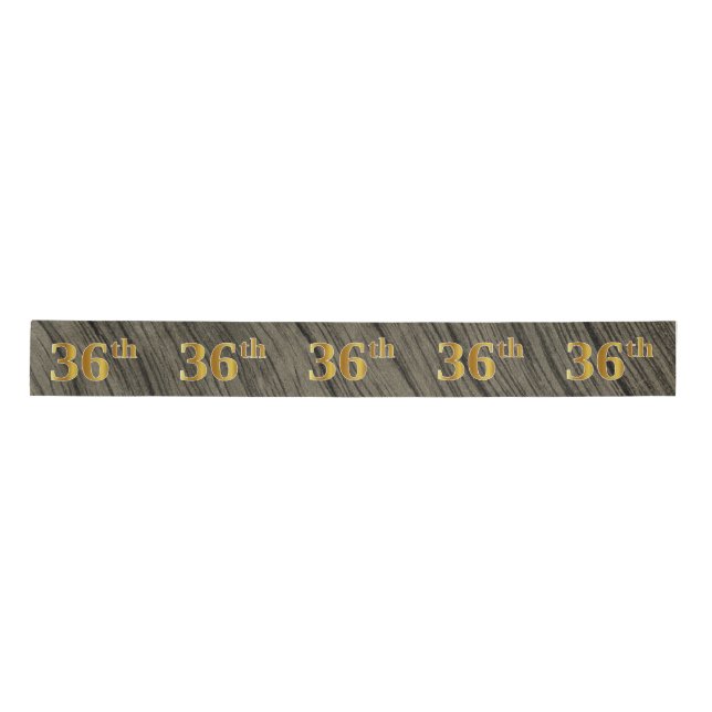Faux/Imitation Gold "36th" Event Number (Rustic) Satin Ribbon (Front)
