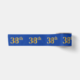 Faux/Imitation Gold "38th" Event Number (Blue) Satin Ribbon