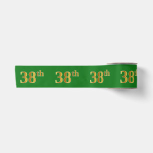 Faux/Imitation Gold "38th" Event Number (Green) Satin Ribbon