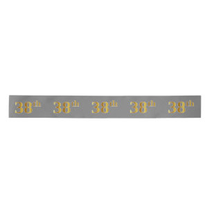 Faux/Imitation Gold "38th" Event Number (Grey) Satin Ribbon