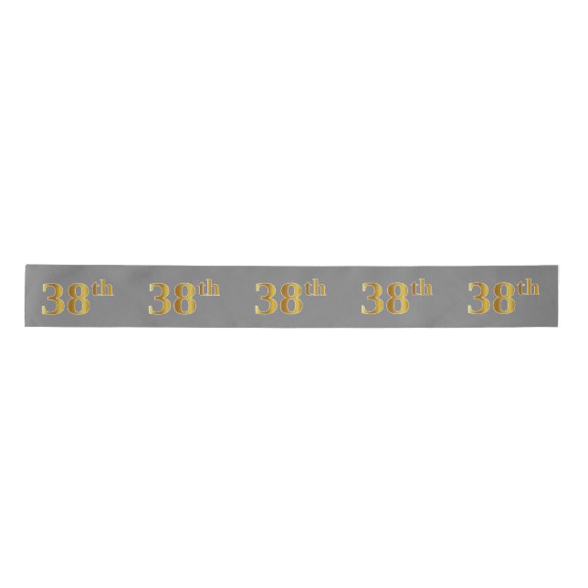 Faux/Imitation Gold "38th" Event Number (Grey) Satin Ribbon (Front)