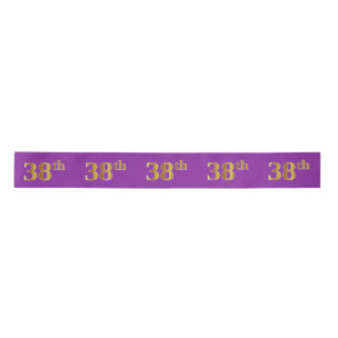 Faux/Imitation Gold "38th" Event Number (Purple) Satin Ribbon
