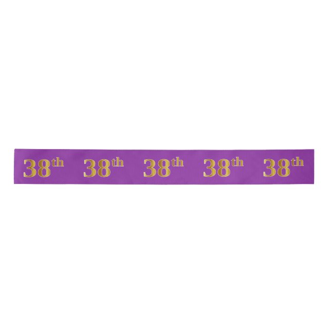 Faux/Imitation Gold "38th" Event Number (Purple) Satin Ribbon (Front)