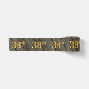 Faux/Imitation Gold "38th" Event Number (Rustic) Satin Ribbon