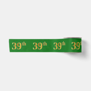 Faux/Imitation Gold "39th" Event Number (Green) Satin Ribbon
