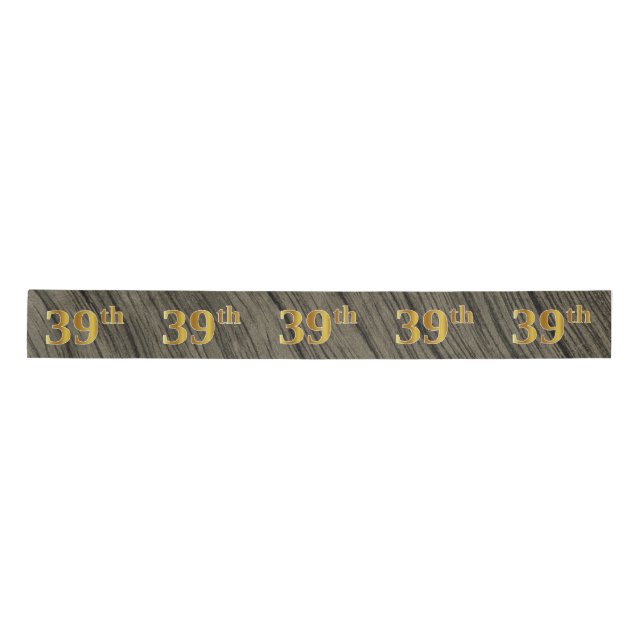 Faux/Imitation Gold "39th" Event Number (Rustic) Satin Ribbon (Front)