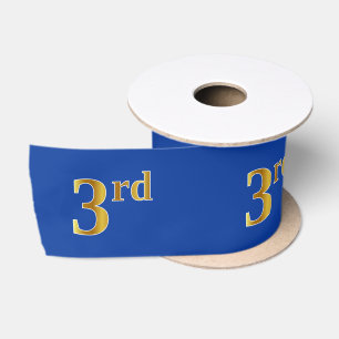 Faux/Imitation Gold "3rd" Event Number (Blue) Satin Ribbon