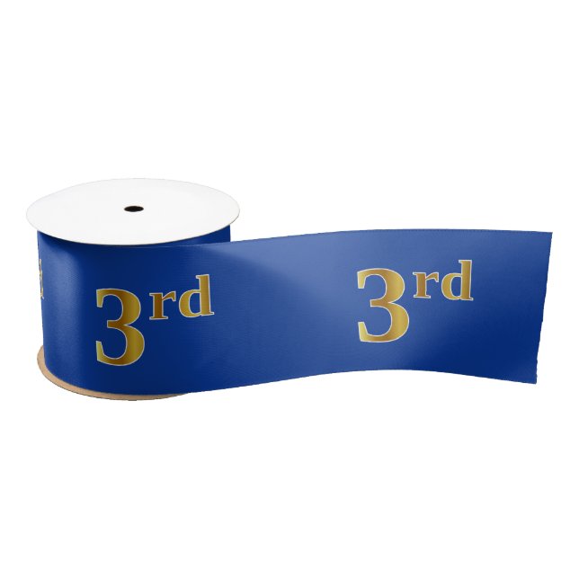 Faux/Imitation Gold "3rd" Event Number (Blue) Satin Ribbon (Spool)