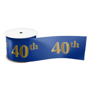 Faux/Imitation Gold "40th" Event Number (Blue) Satin Ribbon