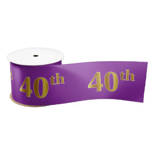 Faux/Imitation Gold "40th" Event Number (Purple) Satin Ribbon