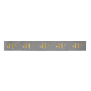Faux/Imitation Gold "41st" Event Number (Grey) Satin Ribbon