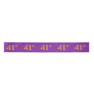 Faux/Imitation Gold "41st" Event Number (Purple) Satin Ribbon