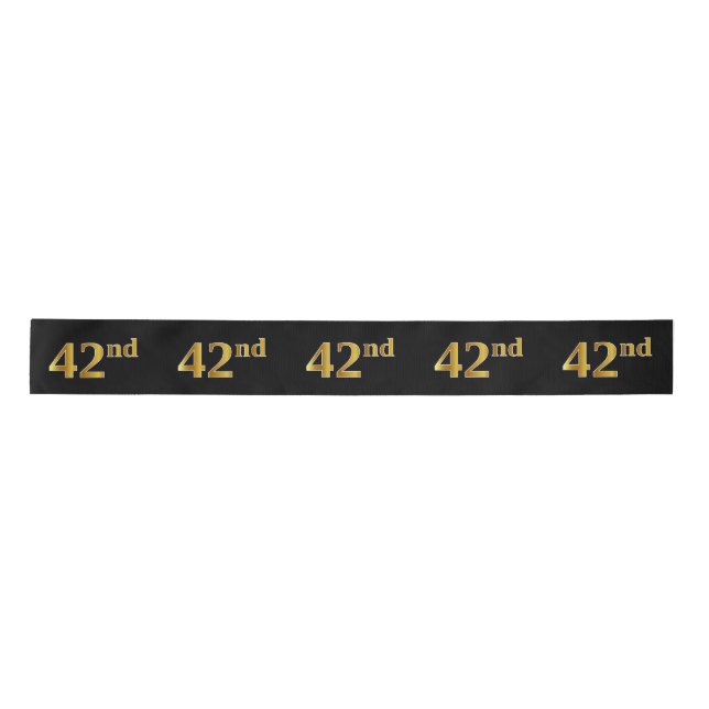 Faux/Imitation Gold "42nd" Event Number (Black) Satin Ribbon (Front)
