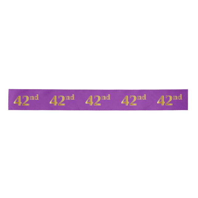 Faux/Imitation Gold "42nd" Event Number (Purple) Satin Ribbon (Front)