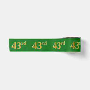 Faux/Imitation Gold "43rd" Event Number (Green) Satin Ribbon