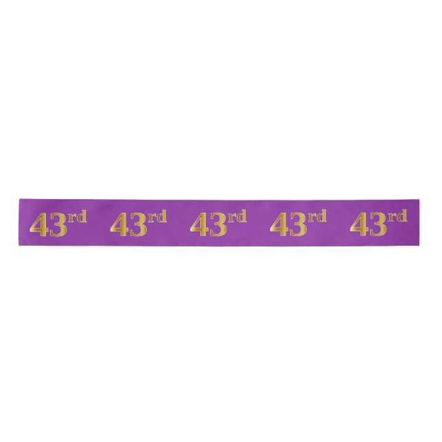 Faux/Imitation Gold "43rd" Event Number (Purple) Satin Ribbon (Front)