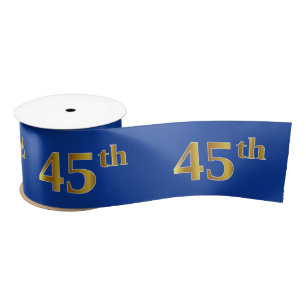 Faux/Imitation Gold "45th" Event Number (Blue) Satin Ribbon