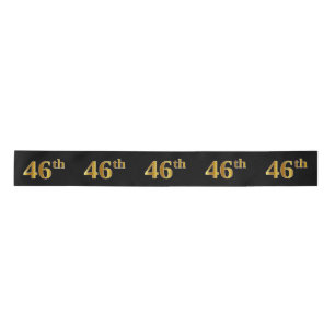 Faux/Imitation Gold "46th" Event Number (Black) Satin Ribbon