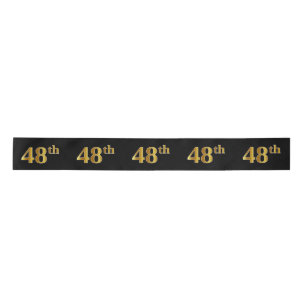 Faux/Imitation Gold "48th" Event Number (Black) Satin Ribbon