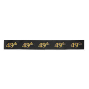 Faux/Imitation Gold "49th" Event Number (Black) Satin Ribbon