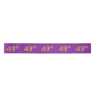 Faux/Imitation Gold "49th" Event Number (Purple) Satin Ribbon