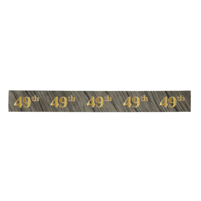 Faux/Imitation Gold "49th" Event Number (Rustic) Satin Ribbon (Front)