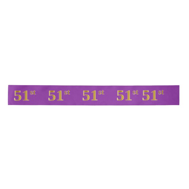 Faux/Imitation Gold "51st" Event Number (Purple) Satin Ribbon (Front)