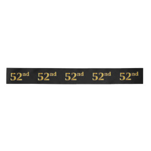 Faux/Imitation Gold "52nd" Event Number (Black) Satin Ribbon