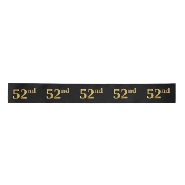 Faux/Imitation Gold "52nd" Event Number (Black) Satin Ribbon (Front)