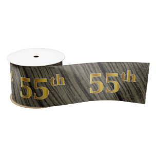 Faux/Imitation Gold "55th" Event Number (Rustic) Satin Ribbon