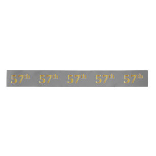 Faux/Imitation Gold "57th" Event Number (Grey) Satin Ribbon