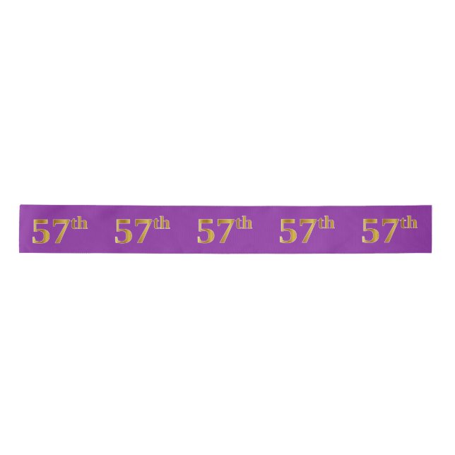 Faux/Imitation Gold "57th" Event Number (Purple) Satin Ribbon (Front)