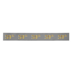 Faux/Imitation Gold "59th" Event Number (Grey) Satin Ribbon