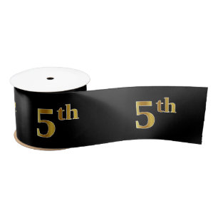 Faux/Imitation Gold "5th" Event Number (Black) Satin Ribbon