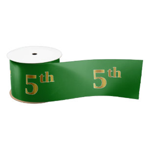 Faux/Imitation Gold "5th" Event Number (Green) Satin Ribbon