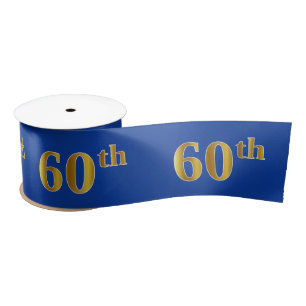 Faux/Imitation Gold "60th" Event Number (Blue) Satin Ribbon