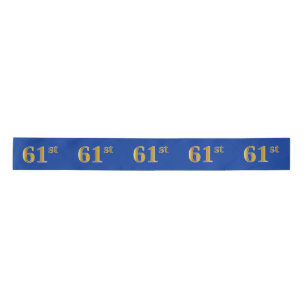 Faux/Imitation Gold "61st" Event Number (Blue) Satin Ribbon