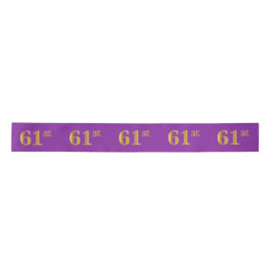 Faux/Imitation Gold "61st" Event Number (Purple) Satin Ribbon