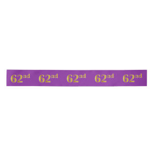 Faux/Imitation Gold "62nd" Event Number (Purple) Satin Ribbon
