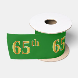 Faux/Imitation Gold "65th" Event Number (Green) Satin Ribbon