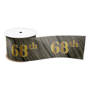 Faux/Imitation Gold "68th" Event Number (Rustic) Satin Ribbon