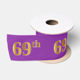 Faux/Imitation Gold "69th" Event Number (Purple) Satin Ribbon