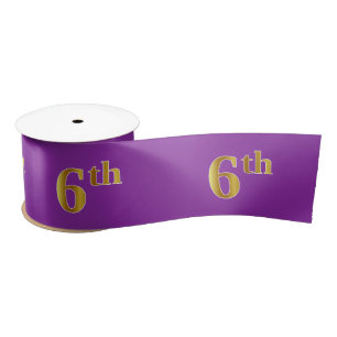 Faux/Imitation Gold "6th" Event Number (Purple) Satin Ribbon