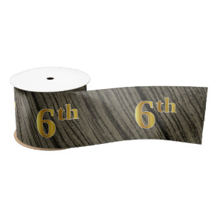 Faux/Imitation Gold "6th" Event Number (Rustic) Satin Ribbon
