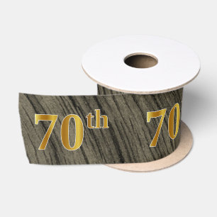 Faux/Imitation Gold "70th" Event Number (Rustic) Satin Ribbon