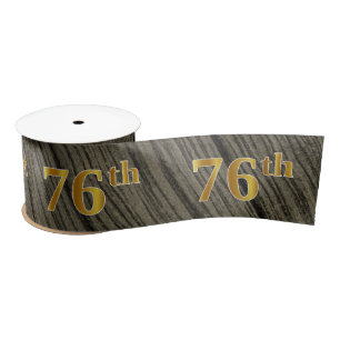 Faux/Imitation Gold "76th" Event Number (Rustic) Satin Ribbon