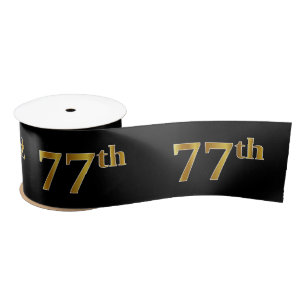 Faux/Imitation Gold "77th" Event Number (Black) Satin Ribbon