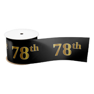 Faux/Imitation Gold "78th" Event Number (Black) Satin Ribbon